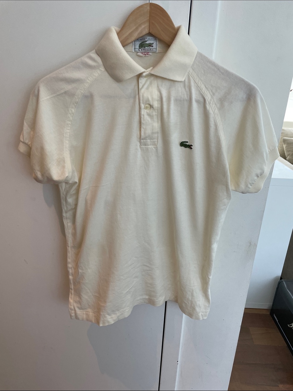 Izos Lacoste Cream Polo with Green Crocodile Logo